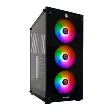 Gabinete Gamer HAYOM GB1769, Mid Tower, Lateral em Vidro, 3X Fans, Preto - GB.17.10.69 Gabinete Gamer HAYOM GB1769, Mid Tower, Lateral em Vidro, 3X Fans, Preto - GB.17.10.69