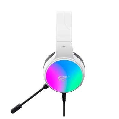 Headset Gamer Havit H2043U, RGB, Led Efeito Streamer, Microfone omnidirecional, USB 7.1, Branco - HV-H2043U White/Black Headset Gamer Havit H2043U, RGB, Led Efeito Streamer, Microfone omnidirecional, USB 7.1, Branco - HV-H2043U White/Black