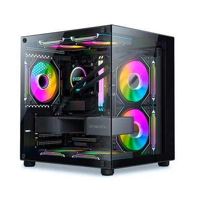 Gabinete Gamer Liketec Dasha V2, Cubo, M-ATX, Mini Tower, Frontal e Lateral em Vidro Temperado, Sem FANs, Preto - LC-MT-CUBODASHAV2-SF Gabinete Gamer Liketec Dasha V2, Cubo, M-ATX, Mini Tower, Frontal e Lateral em Vidro Temperado, Sem FANs, Preto - LC-MT-CUBODASHAV2-SF
