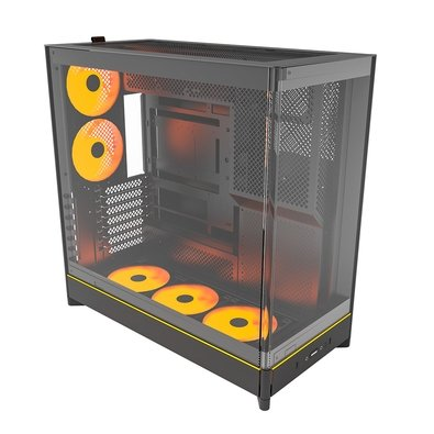 Gabinete Gamer Montech HS02 Pro, Mid-Tower, ATX, Vidro Temperado, 5X Fans, Preto - HS02PROBK Gabinete Gamer Montech HS02 Pro, Mid-Tower, ATX, Vidro Temperado, 5X Fans, Preto - HS02PROBK