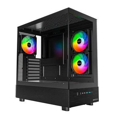 Gabinete Gamer Montech XR, Mid-Tower, M-ATX, Vidro Temperado, Com 3X Fans, Preto - XRBK Gabinete Gamer Montech XR, Mid-Tower, M-ATX, Vidro Temperado, Com 3X Fans, Preto - XRBK