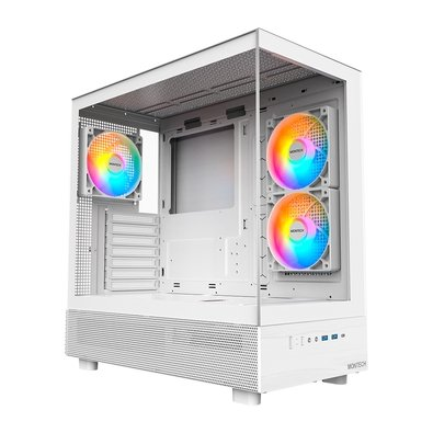 Gabinete Gamer Montech XR, Mid-Tower, ATX Vidro Temperado, Com 3X FansBranco - XRWH Gabinete Gamer Montech XR, Mid-Tower, ATX Vidro Temperado, Com 3X FansBranco - XRWH