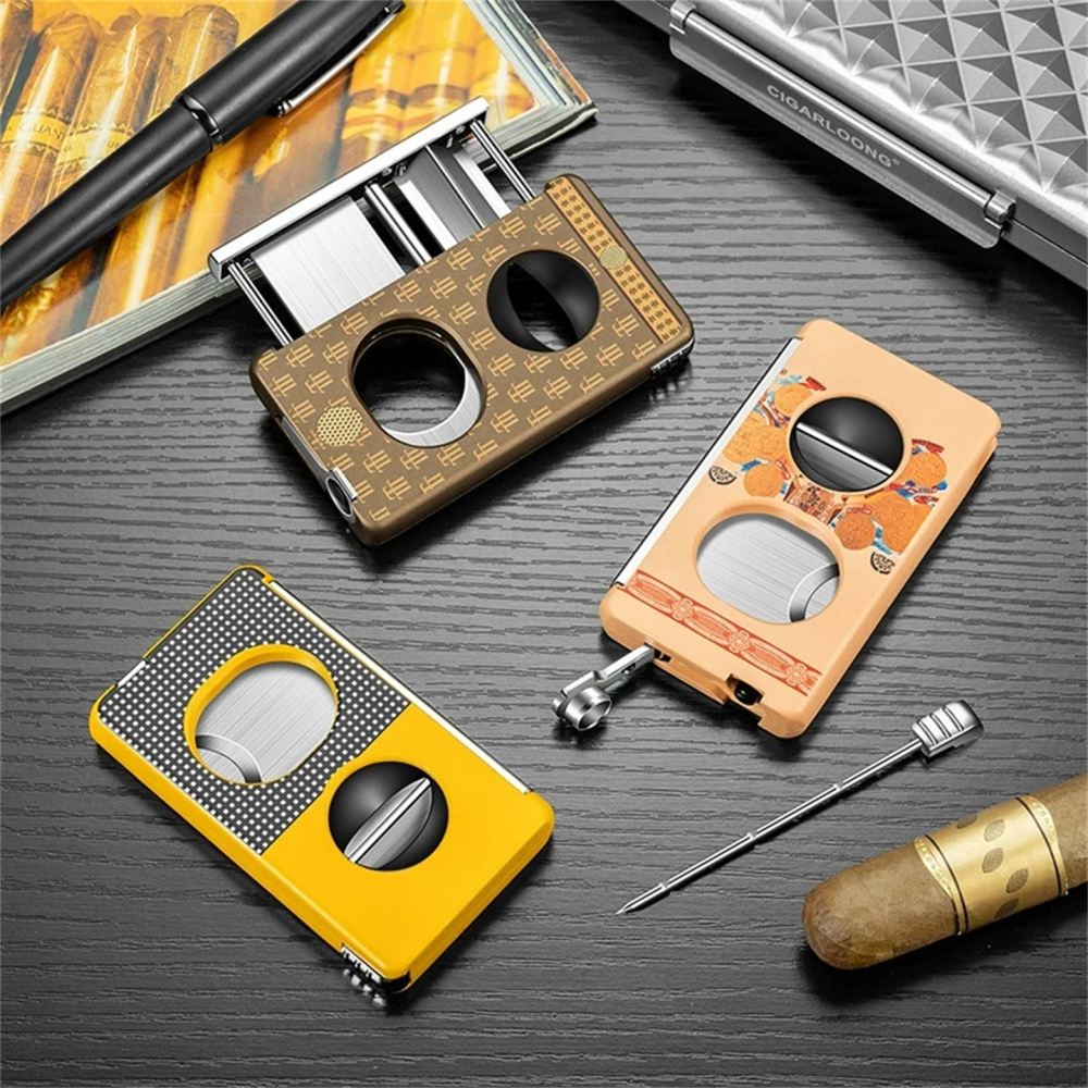 5-In-1 Multifunctional Stainless Steel Cigar Cutter With Cigar Drill / Holder / Needle Flat Cut And V-Cut Father's Gift 5-In-1 Multifunctional Stainless Steel Cigar Cutter With Cigar Drill / Holder / Needle Flat Cut And V-Cut Father's Gift