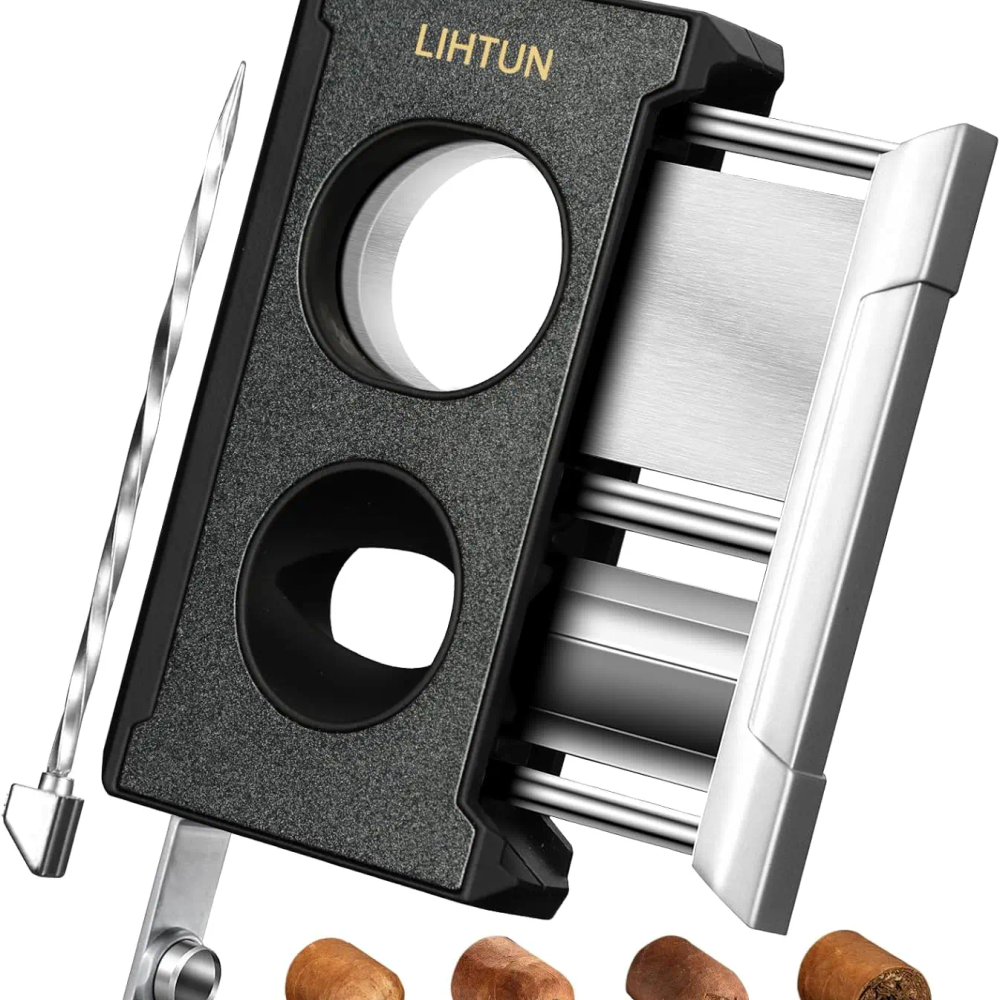 4-in-1 Cigar Cutter Guillotine, One Touch Straight & V Cut, Punch, Draw Enhancer, Stainless Steel, Up to 60 Ring Gauge 4-in-1 Cigar Cutter Guillotine, One Touch Straight & V Cut, Punch, Draw Enhancer, Stainless Steel, Up to 60 Ring Gauge