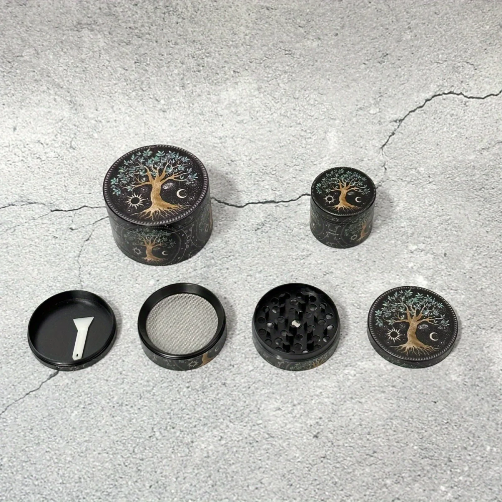 1.6/2/2.5inch Tree Life Metal Herb Grinder Mill Mortar 4-Layers Tobacco Vanilla Bud Grinder Grass Cigar Smoking Cigarette Tool