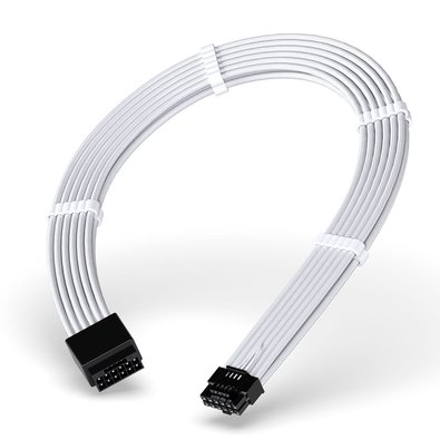 Cabo Extensor de Fonte Rise Mode Sleeved 12VHPWR, PCIE 5.0 16pin (12+4), 30cm, Branco - RM-SL-01-12VHPWR-FW Cabo Extensor de Fonte Rise Mode Sleeved 12VHPWR, PCIE 5.0 16pin (12+4), 30cm, Branco - RM-SL-01-12VHPWR-FW