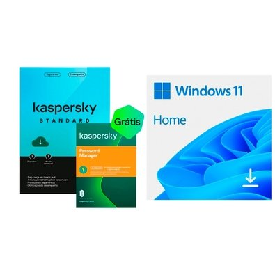 Microsoft Windows 11 Home 64-bit ESD, Digital para Download + Kaspersky Standard + Kaspersky Password Manager 1 Dispositivo 1 Ano, Digital para Download Microsoft Windows 11 Home 64-bit ESD, Digital para Download + Kaspersky Standard + Kaspersky Password Manager 1 Dispositivo 1 Ano, Digital para Download
