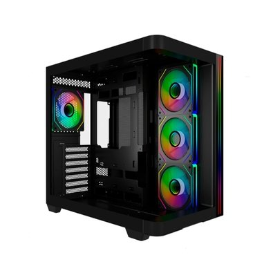 Gabinete Gamer Liketec Madness Pro, Mid Tower, ATX, Lateral e Frontal em Vidro Curvo, LED RGB, Sem Fans, Preto - LT-GB-MADNESSPRO-DARK-V1 Gabinete Gamer Liketec Madness Pro, Mid Tower, ATX, Lateral e Frontal em Vidro Curvo, LED RGB, Sem Fans, Preto - LT-GB-MADNESSPRO-DARK-V1