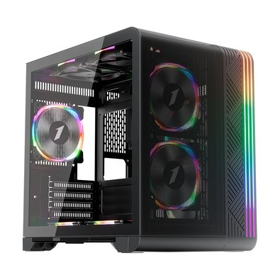 Gabinete Gamer 1STPLAYER VT5, Mid Tower, RGB, ATX, Lateral em Vidro Temperado, 3X Fans, Preto - VT5-BK-3FS7 Gabinete Gamer 1STPLAYER VT5, Mid Tower, RGB, ATX, Lateral em Vidro Temperado, 3X Fans, Preto - VT5-BK-3FS7