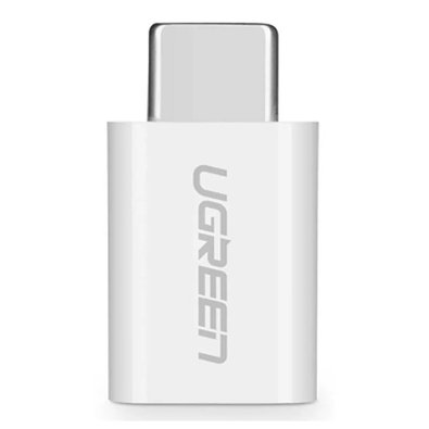 Adaptador Ugreen, USB-C para Micro USB, Branco - UG-30154 Adaptador Ugreen, USB-C para Micro USB, Branco - UG-30154