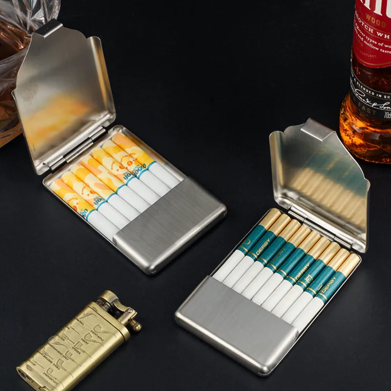 High-grade stainless steel clamshell cigarette case, moisture-proof, pressure-resistant, portable, dedicated cigarette accessory High-grade stainless steel clamshell cigarette case, moisture-proof, pressure-resistant, portable, dedicated cigarette accessory