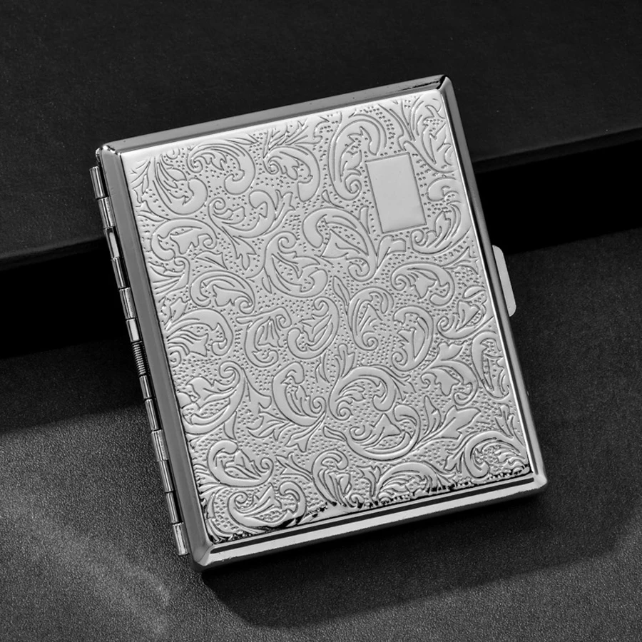 20-Cigarette (Freeform)Silver Stainless Steel Portable Metal Cigarette Case Flip Open Storage Box Travel Outdoor Smoking ( 20-Cigarette (Freeform)Silver Stainless Steel Portable Metal Cigarette Case Flip Open Storage Box Travel Outdoor Smoking (