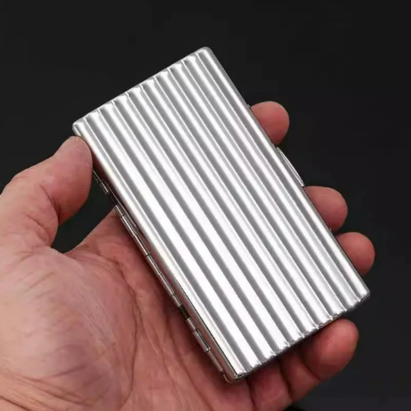 Metal Cigarette Case Slim 20 Capacity Card Slot Design Secure Storage Anti-Shaking Portable Outdoor Storage Box Metal Cigarette Case Slim 20 Capacity Card Slot Design Secure Storage Anti-Shaking Portable Outdoor Storage Box