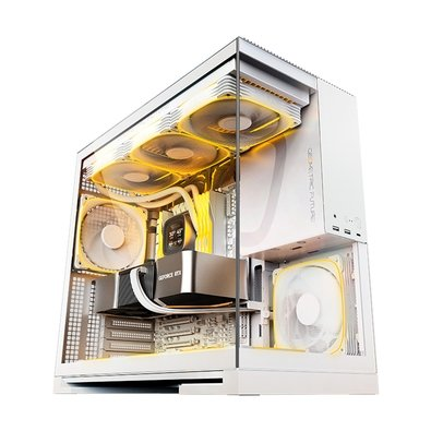 Gabinete Gamer Geometric Future Model 5, Mid Tower, ARGB, ATX, Lateral em Vidro, com 5 Fans, Branco - GEO-M5F-W Gabinete Gamer Geometric Future Model 5, Mid Tower, ARGB, ATX, Lateral em Vidro, com 5 Fans, Branco - GEO-M5F-W