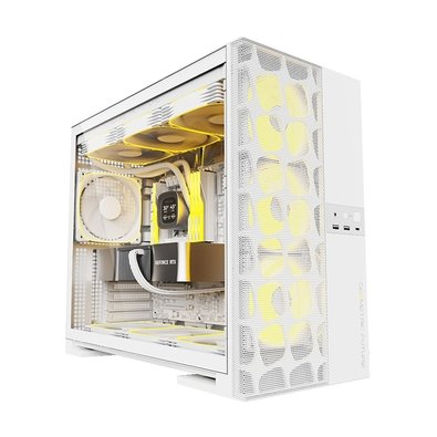 Gabinete Gamer Geometric Future Model 5 Vent, Mid Tower, ARGB, ATX, Lateral em Vidro, Mesh Frontal, com 5 Fans, Branco - GEO-M5VF-W Gabinete Gamer Geometric Future Model 5 Vent, Mid Tower, ARGB, ATX, Lateral em Vidro, Mesh Frontal, com 5 Fans, Branco - GEO-M5VF-W