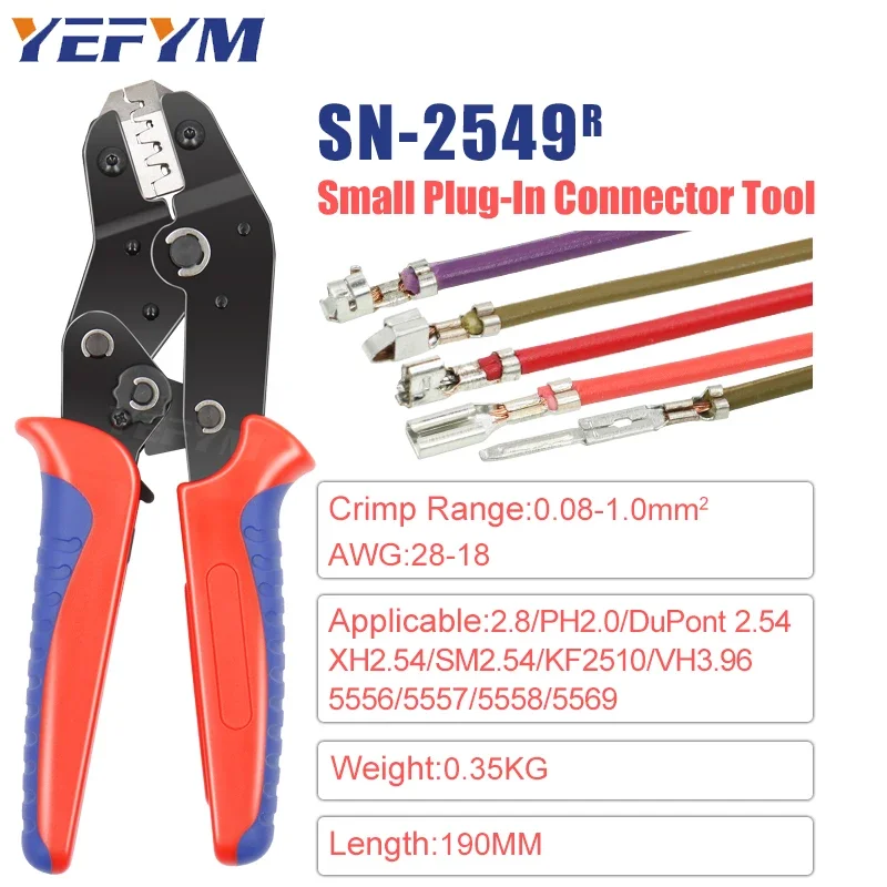 YEFYM SN-2549 AWG28-18 (0.08-1.0mm²) Ratcheting Wire Crimping Tools forPH2.54/Dupont 2.54/2.8/3.0/3.96/4.8/KF2510/JST Terminal