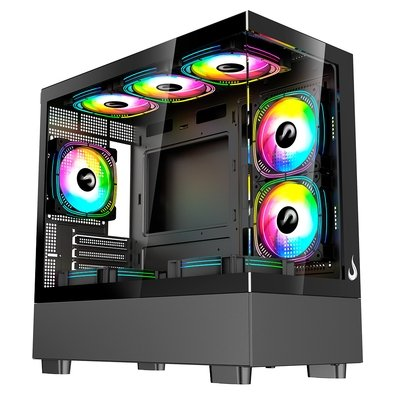 Gabinete Gamer Rise Mode Crystal Glass 03, Mid Tower, Lateral e Frontal em vidro, Preto - RM-CA-CY-03-FB Gabinete Gamer Rise Mode Crystal Glass 03, Mid Tower, Lateral e Frontal em vidro, Preto - RM-CA-CY-03-FB