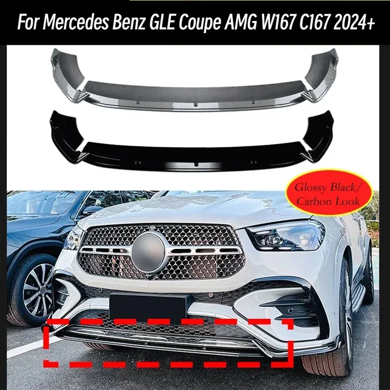 Front Bumper Lip for Mercedes-Benz GLE Coupe W167 C167 AMG 2024+ GLE Class Spoiler Blade Lower Diffuser Guard Protector Cover