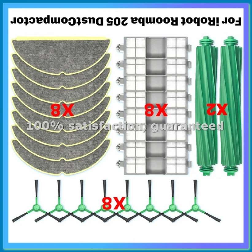 For 205 DustCompactor Vac / Combo Spare Parts Accessories Main Side Brush HEPA Filter Mop Cloth-A79M
