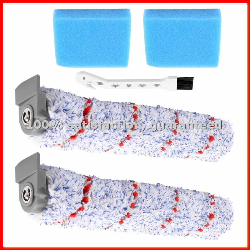 Replacement Brush Roller for IFloor Wet Dry Cordless Vacuum Cleaner, 2 Pack Roller Brush +2 Pre-Filter Foam-A68X