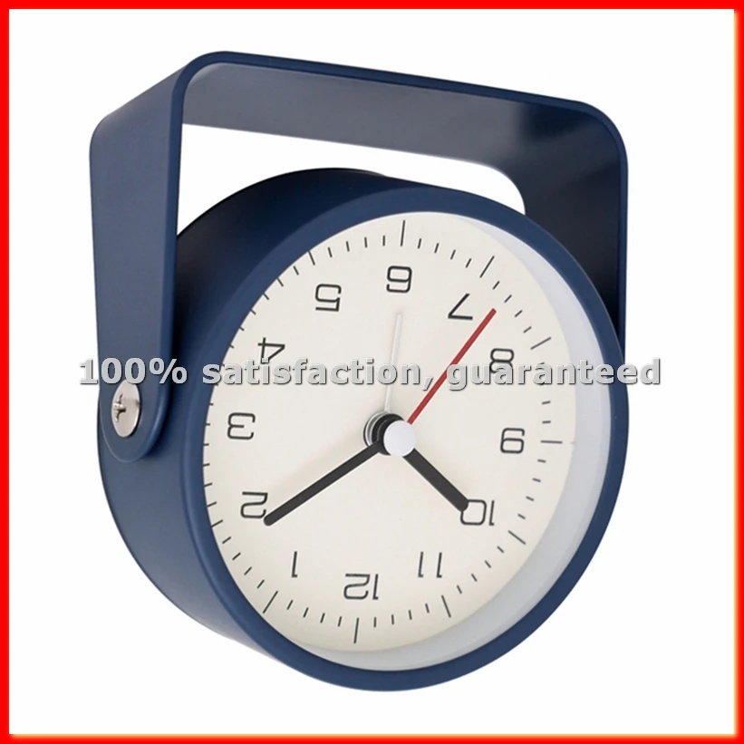 Small Metal Alarm Clock Quiet Desk Clock for Students for Room Desk Office Decoration B-ABAM
