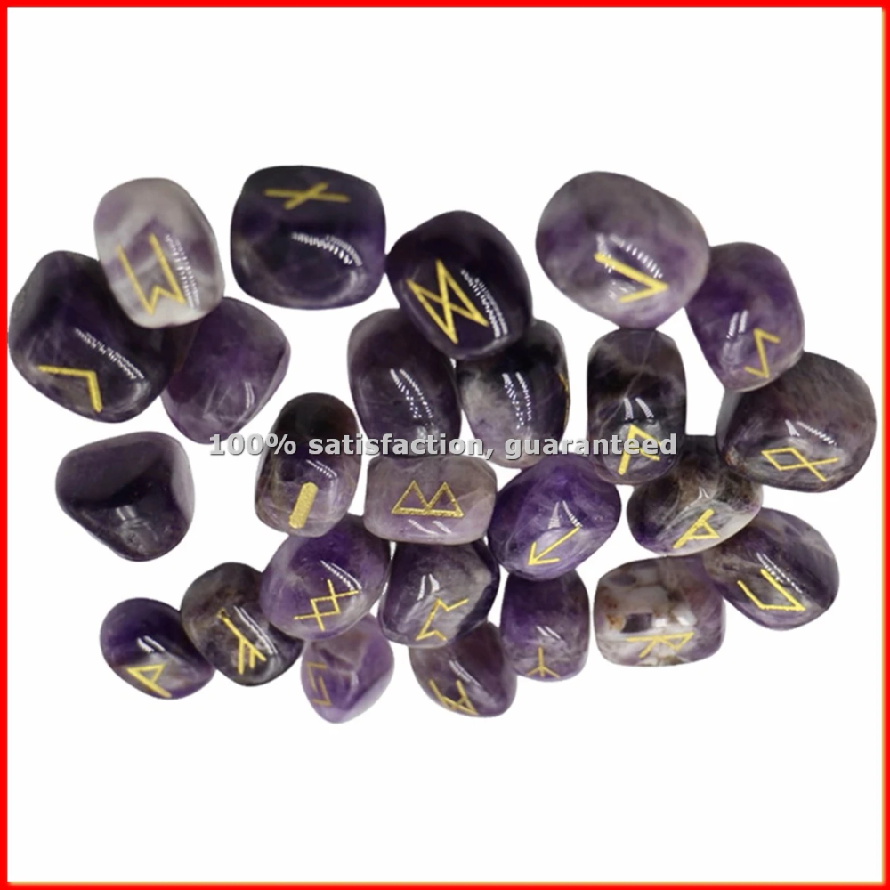 25pcs Natural Rune Stone Irregular Divination Rune Gift Decoration-A68X