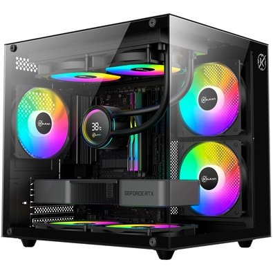 Gabinete Gamer Kalkan Midgard Lite Wind, M-ATX, Frontal e Lateral em Vidro Temperado, 3 Ventoinhas RGB, Preto - KLK00091 Gabinete Gamer Kalkan Midgard Lite Wind, M-ATX, Frontal e Lateral em Vidro Temperado, 3 Ventoinhas RGB, Preto - KLK00091