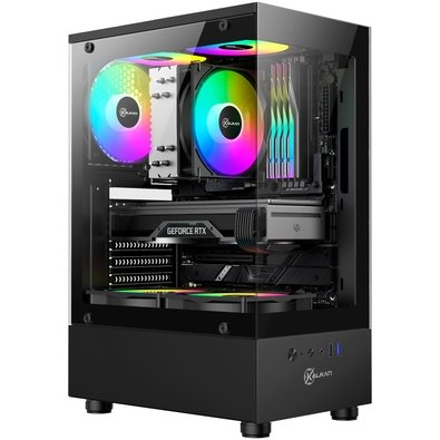 Gabinete Gamer Kalkan Avalon Lite Wind, ATX, Frontal e Lateral em Vidro Temperado, 3 Ventoinhas RGB, Preto - KLK00093 Gabinete Gamer Kalkan Avalon Lite Wind, ATX, Frontal e Lateral em Vidro Temperado, 3 Ventoinhas RGB, Preto - KLK00093
