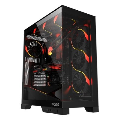 Gabinete Gamer PCYES Forcefield Flow, Mid Tower, RGB, Lateral em Vidro, White Ghost - Gfffwg
