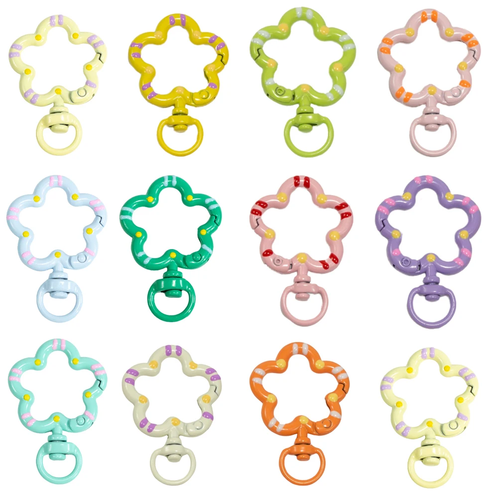 5pcs Flower Metal Lobster Claw Clasps Swivel Lanyards Trigger Snap Hooks Strap Connector for Bag Key Chains Rings Jewelry Making 5pcs Flower Metal Lobster Claw Clasps Swivel Lanyards Trigger Snap Hooks Strap Connector for Bag Key Chains Rings Jewelry Making