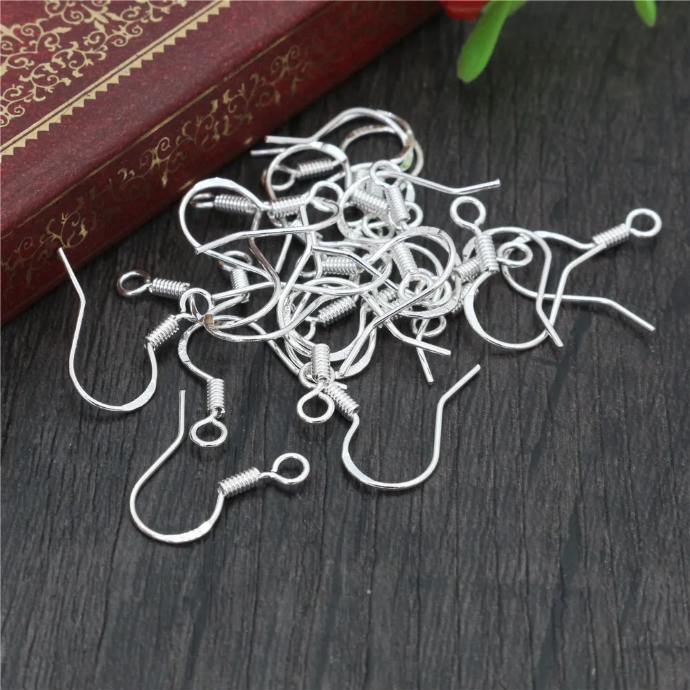 50pcs 16mm 925 Sterling Silver Plated Findings Earring Hooks Clasp Accessories For DIY Jewelry Making Wholesale Jewelrys 50pcs 16mm 925 Sterling Silver Plated Findings Earring Hooks Clasp Accessories For DIY Jewelry Making Wholesale Jewelrys
