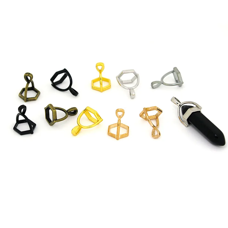 20Pcs Hexagonal Gemstone Cap Natural Stone Crystal Pillar Pendant Caps For Jewelry Making Pendant Necklace Connectors Clasp DIY 20Pcs Hexagonal Gemstone Cap Natural Stone Crystal Pillar Pendant Caps For Jewelry Making Pendant Necklace Connectors Clasp DIY
