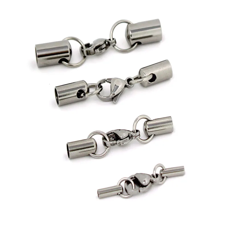 5Set Stainless Steel Lobster Clasps Hooks Leather Cord End Caps Connector 1 2 3 4 5 6mm Necklace Bracelet for DIY Jewelry Making 5Set Stainless Steel Lobster Clasps Hooks Leather Cord End Caps Connector 1 2 3 4 5 6mm Necklace Bracelet for DIY Jewelry Making