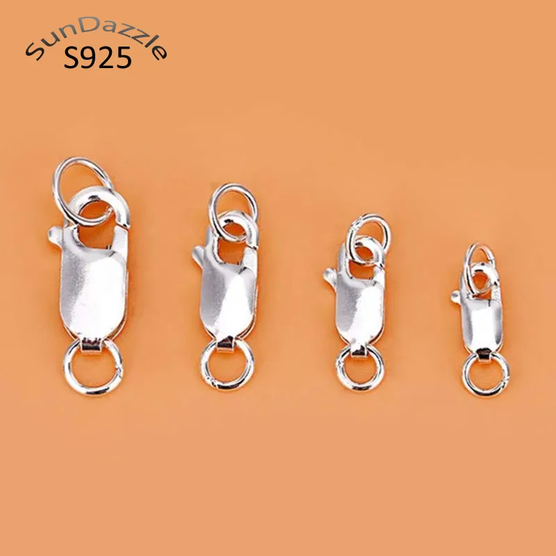 Genuine Real Pure Solid 925 Sterling Silver Lobster Clasp Hook Claw Buckle With Double Sealed Ring Connector Jewelry Findings Genuine Real Pure Solid 925 Sterling Silver Lobster Clasp Hook Claw Buckle With Double Sealed Ring Connector Jewelry Findings
