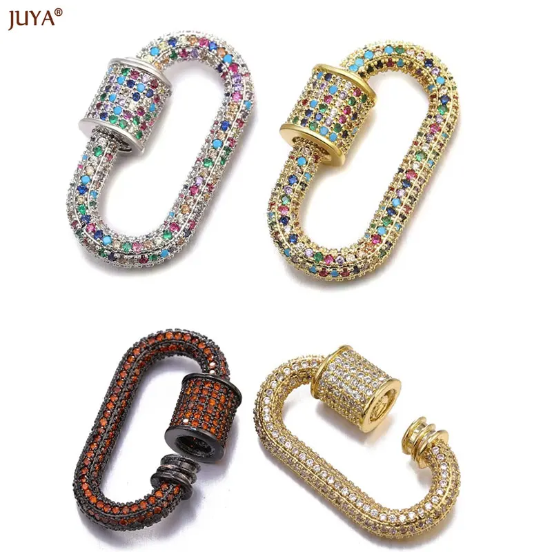 JUYA Luxury Pave Zircon Carabiner Clasps Spiral Lock Fastener Full Diamond Charms For DIY Fashion Jewelry Supplies Accessories JUYA Luxury Pave Zircon Carabiner Clasps Spiral Lock Fastener Full Diamond Charms For DIY Fashion Jewelry Supplies Accessories