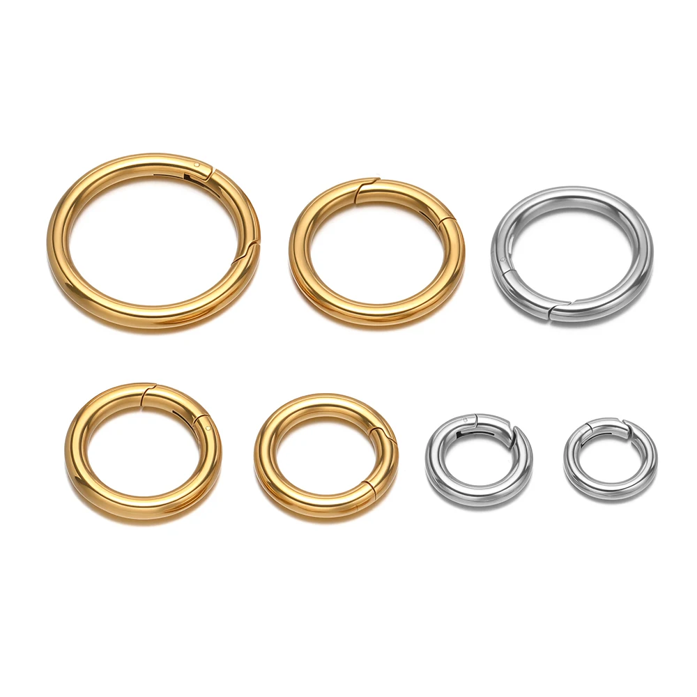2Pcs/Lot Round Spring Clasps Stainless Steel Gold Plated Keyrings Buckles Connectors for DIY Jewelry Bag Hooks Making Components 2Pcs/Lot Round Spring Clasps Stainless Steel Gold Plated Keyrings Buckles Connectors for DIY Jewelry Bag Hooks Making Components