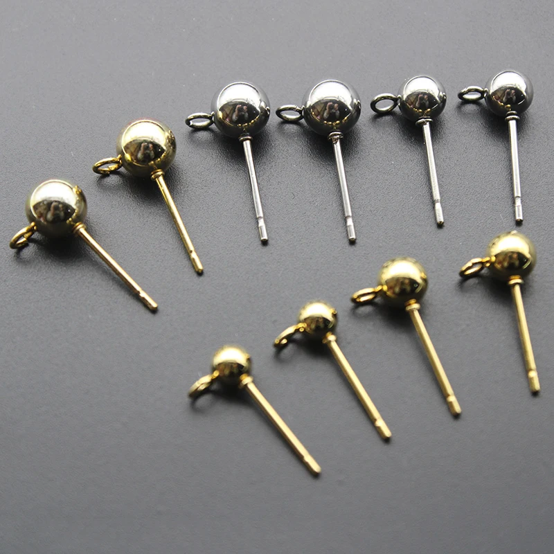 20PCS Surgical Stainless Steel 3 4 6 mm Round Ball Earrings Stud Post with Loop Fit Women DIY Earring Jewelry Making Accessories 20PCS Surgical Stainless Steel 3 4 6 mm Round Ball Earrings Stud Post with Loop Fit Women DIY Earring Jewelry Making Accessories