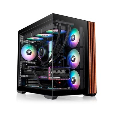 Gabinete Gamer Thermaltake View 380 Wood Style, Mid-Tower, 2x Painéis de Vidro, 4x FANs CT120 ARGB, Preto - CA-1Z2-00M1WN-WS Gabinete Gamer Thermaltake View 380 Wood Style, Mid-Tower, 2x Painéis de Vidro, 4x FANs CT120 ARGB, Preto - CA-1Z2-00M1WN-WS
