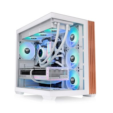 Gabinete Gamer Thermaltake View 380 Wood Style, Mid-Tower, 2x Painéis de Vidro, 4x FANs CT120 ARGB, Snow - CA-1Z2-00M6WN-WS Gabinete Gamer Thermaltake View 380 Wood Style, Mid-Tower, 2x Painéis de Vidro, 4x FANs CT120 ARGB, Snow - CA-1Z2-00M6WN-WS