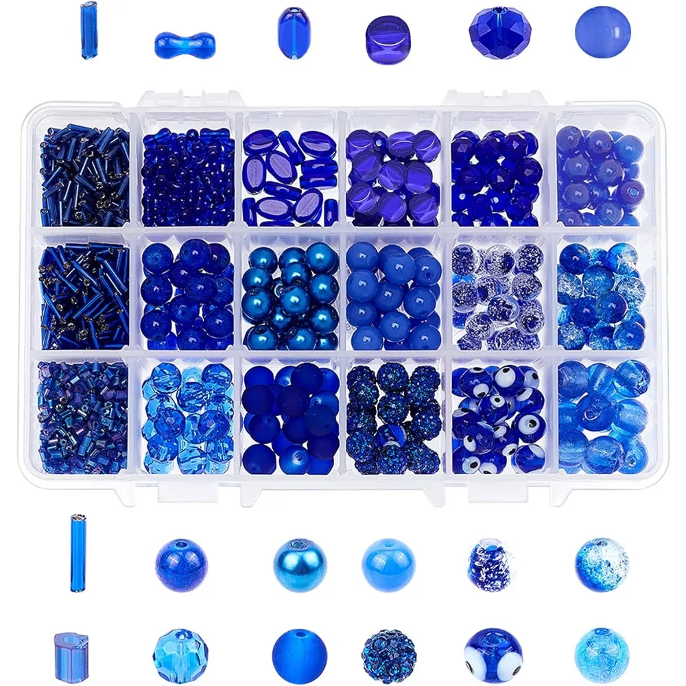 345pcs Rondelle Royal Blue Glass Beads with 60g Tube Blue Glass Beads 6mm 8mm 9mm 10mm for Jewellery Making with Container Box 345pcs Rondelle Royal Blue Glass Beads with 60g Tube Blue Glass Beads 6mm 8mm 9mm 10mm for Jewellery Making with Container Box
