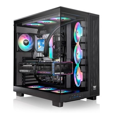 Gabinete Gamer Thermaltake View 380 XL TG, Mid-Tower, 2x Painéis de Vidro, 4x FANs 120mm ARGB, Preto - CA-11E-00M1WN-00 Gabinete Gamer Thermaltake View 380 XL TG, Mid-Tower, 2x Painéis de Vidro, 4x FANs 120mm ARGB, Preto - CA-11E-00M1WN-00