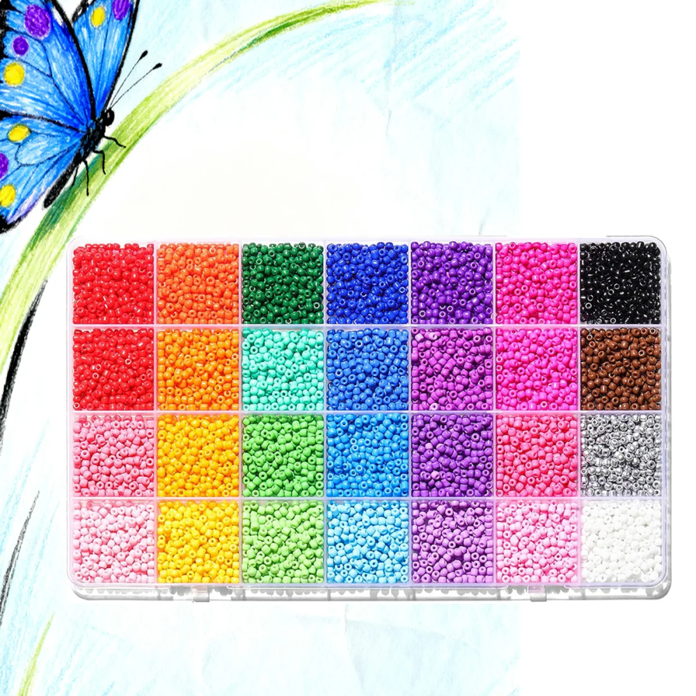 28 colors of 3mm seed beads, 7200 glass seed bead set for jewelry and bracelet making 28 colors of 3mm seed beads, 7200 glass seed bead set for jewelry and bracelet making