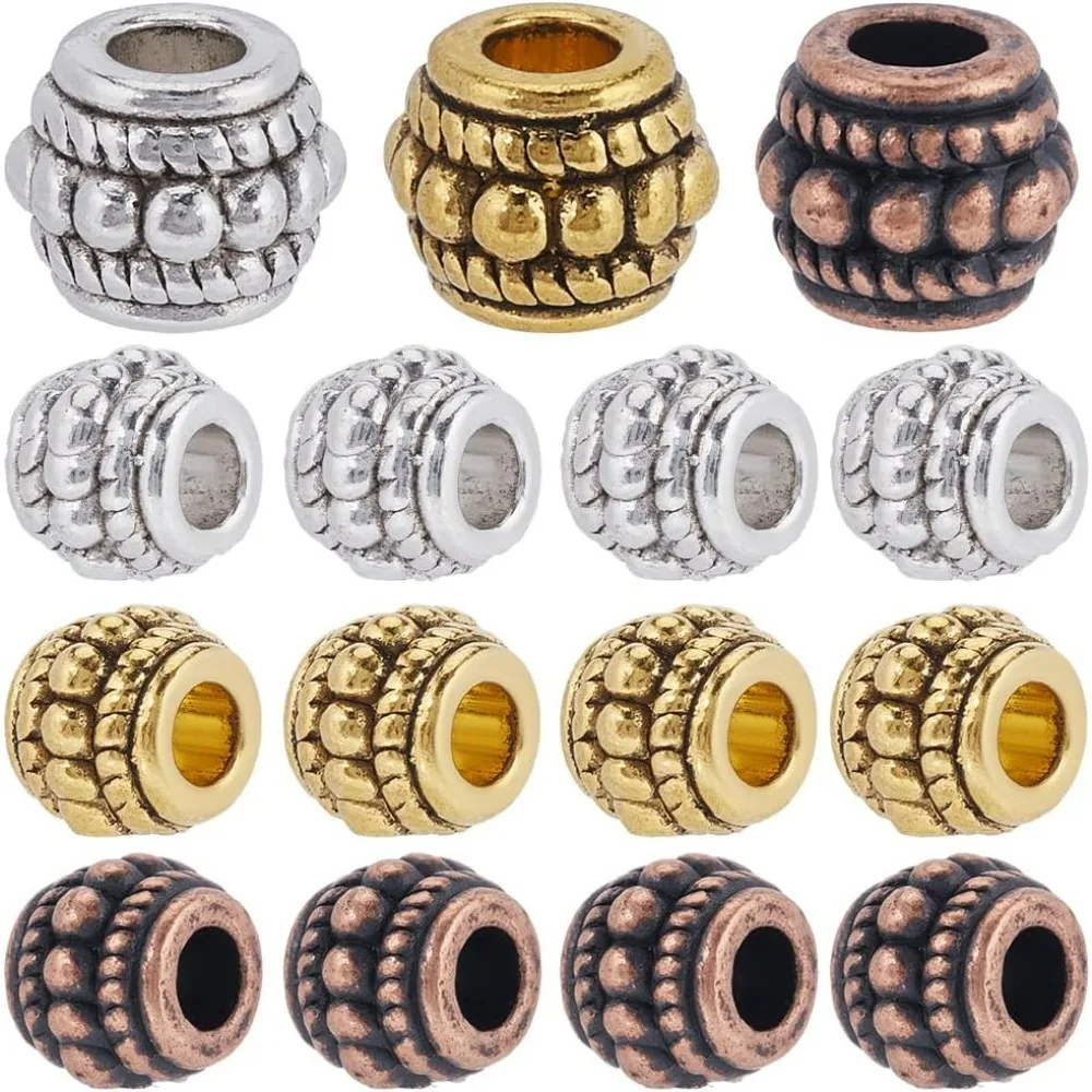 1 Box 150Pcs Silver Large Hole Spacer Bead Gold European Rondelle Beads Bulk Antique Bronze Alloy Column Barrel Tube 1 Box 150Pcs Silver Large Hole Spacer Bead Gold European Rondelle Beads Bulk Antique Bronze Alloy Column Barrel Tube
