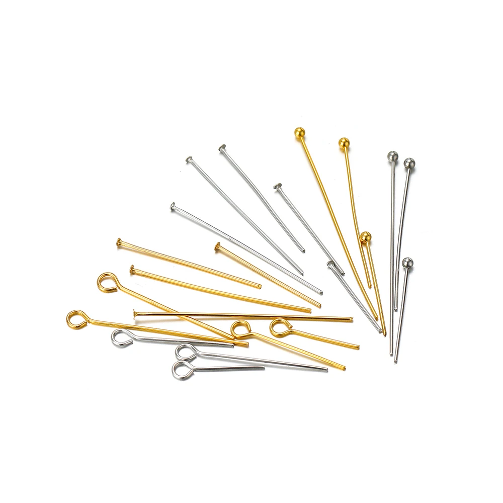 100/50pcs Stainless Steel Eye Head Needles T Shape Flat Head and Ball Head Pins Bulk for DIY Jewelry Earring Accessories 15-50mm 100/50pcs Stainless Steel Eye Head Needles T Shape Flat Head and Ball Head Pins Bulk for DIY Jewelry Earring Accessories 15-50mm