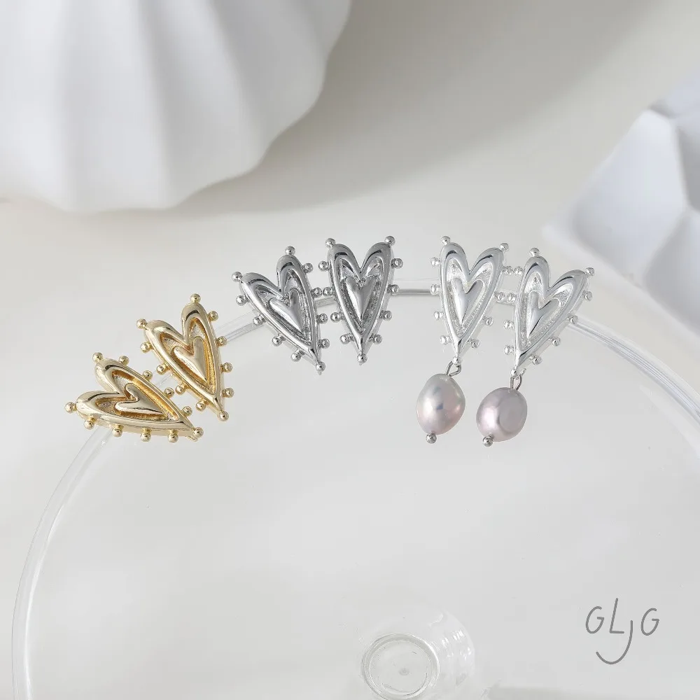 2PCS Dainty Heart Ear Studs for Jewelry Making Earrings Components DIY Brass 14k Gold Plated Accessories 25*15mm 2PCS Dainty Heart Ear Studs for Jewelry Making Earrings Components DIY Brass 14k Gold Plated Accessories 25*15mm