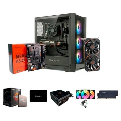 Kit PC Gamer Husky, Processador Ryzen 5 4500 + Placa-Mãe Husky Nexus A520 + RX 580 + 16GB RAM + SSD Husky 512GB SATA III + 3X Fans Kit PC Gamer Husky, Processador Ryzen 5 4500 + Placa-Mãe Husky Nexus A520 + RX 580 + 16GB RAM + SSD Husky 512GB SATA III + 3X Fans
