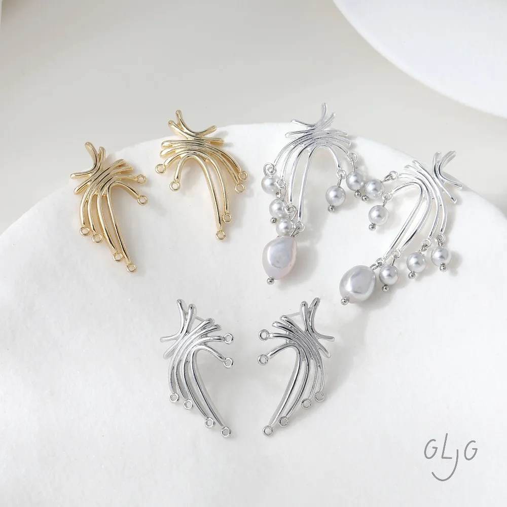 4PCS Dainty Irregular Line Design Ear Studs Earrings for Jewelry Findings Making DIY Brass 14k Gold Plated 36*19mm Accessories 4PCS Dainty Irregular Line Design Ear Studs Earrings for Jewelry Findings Making DIY Brass 14k Gold Plated 36*19mm Accessories
