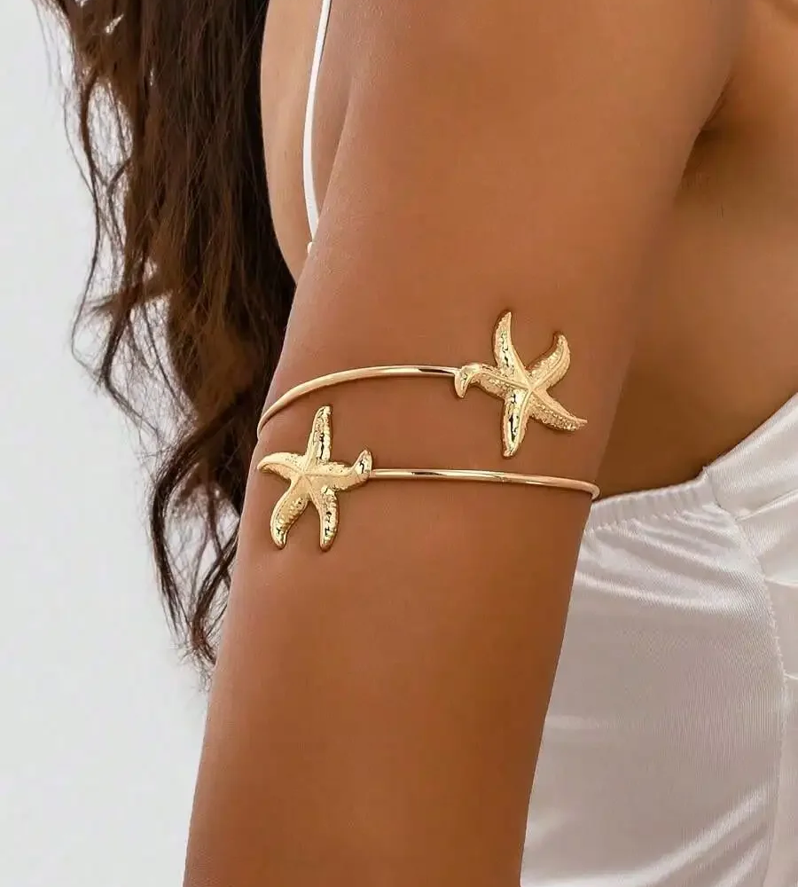 1pc Fashionable Casual Starfish Arm Cuff Bracelet, Beach Resort Accessory For Women 1pc Fashionable Casual Starfish Arm Cuff Bracelet, Beach Resort Accessory For Women
