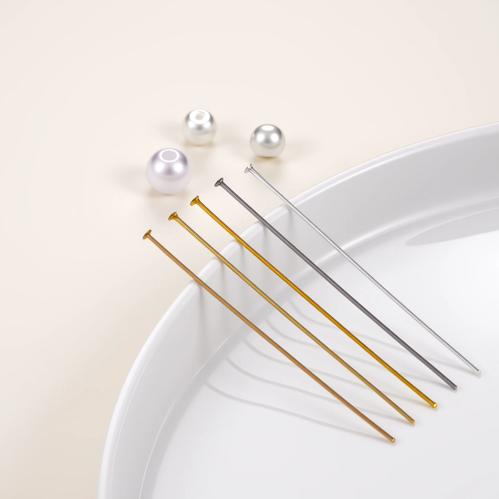 50Pcs 18K Gold Plated Flat Head Pins 16-50mm Brass Metal For DIY Jewelry Making Eye Head Pins Supplies 50Pcs 18K Gold Plated Flat Head Pins 16-50mm Brass Metal For DIY Jewelry Making Eye Head Pins Supplies