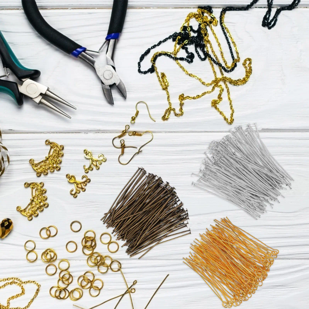 1Set Jewelry Making Eye Pins Flat Head Pins Bulk Beading Tools Supplies for Earrings Necklace Bracelet Jewelry Craft 1Set Jewelry Making Eye Pins Flat Head Pins Bulk Beading Tools Supplies for Earrings Necklace Bracelet Jewelry Craft